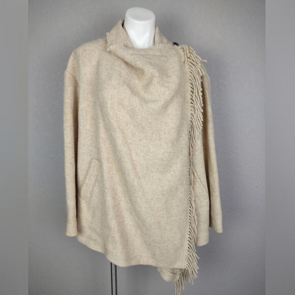 ISABEL MARANT ÉTOILE Fleminigli Fringed Felt Blanket Wool Blend Jacket Size 38 - Picture 5 of 16